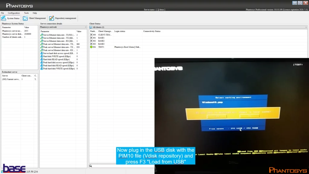 Load the Vdisk from the repository file stored on a local USB drive